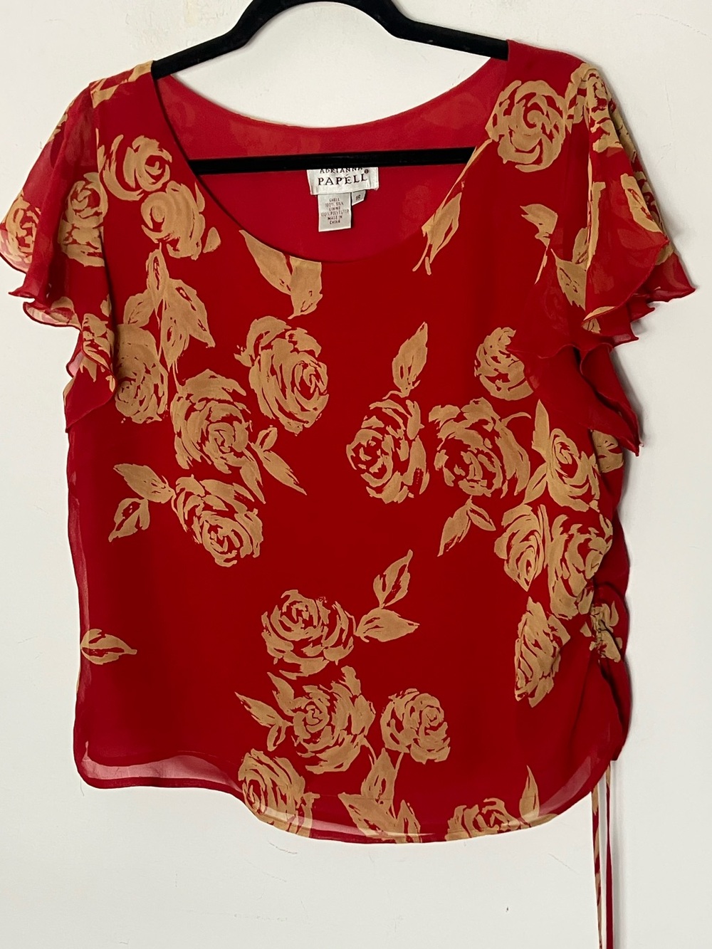 Vintage Adrianna Papell Silk Floral Blouse Top 16 XL